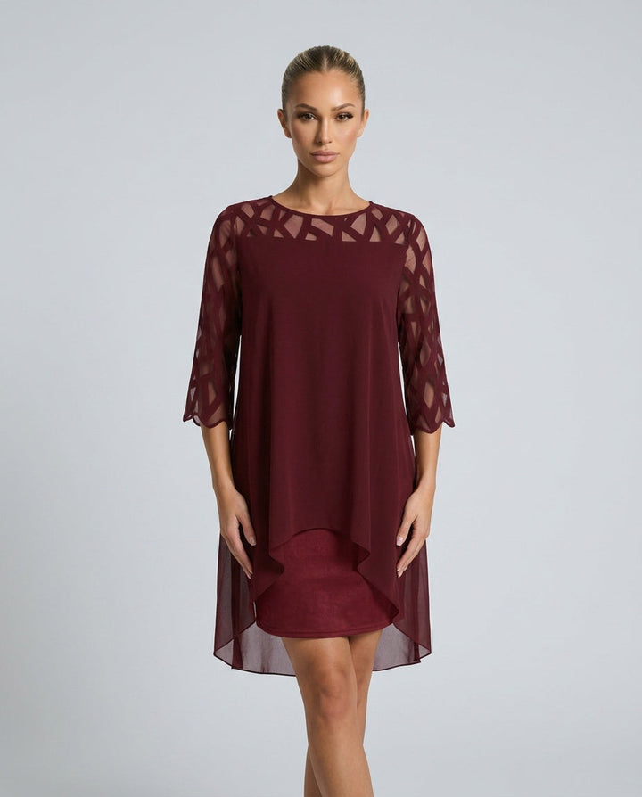 Ava Harrington | Mesh Sleeve Cape Mini Dress For Women