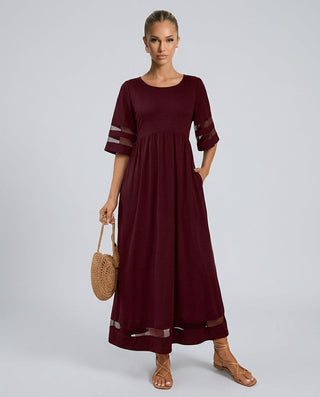 Zoe Pemberton | Black Mesh Stripe Midi Dress For Women