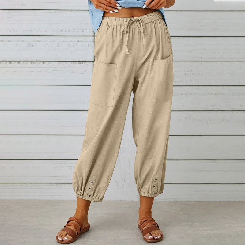Lauren Cooper | Relaxed Drawstring Cropped Trousers For Women