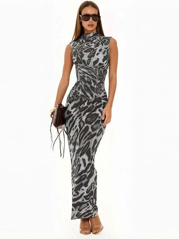 Tara Hughes | Leopard Print Bodycon Maxi Dress For Women