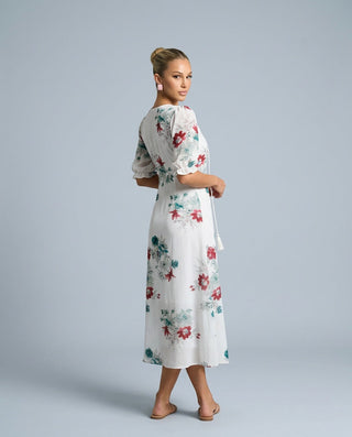 Isla Hargreaves | Ikat Print Tassel V-Neck Midi Dress For Women