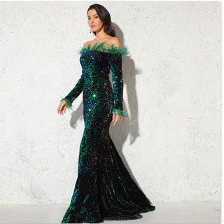 Amelia Sinclair | Off-Shoulder Sequin Mermaid Gown For Women