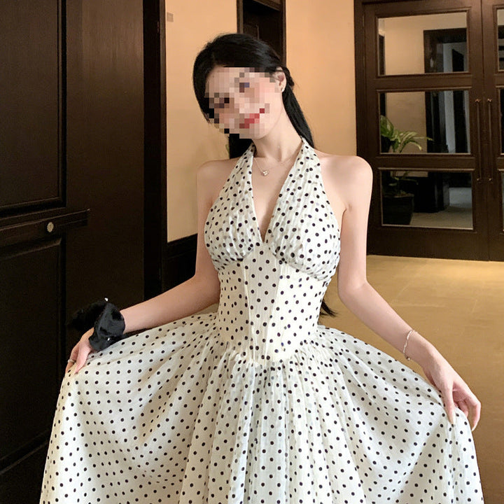 Holly Wright | Polka Dot Halter Maxi Dress For Women