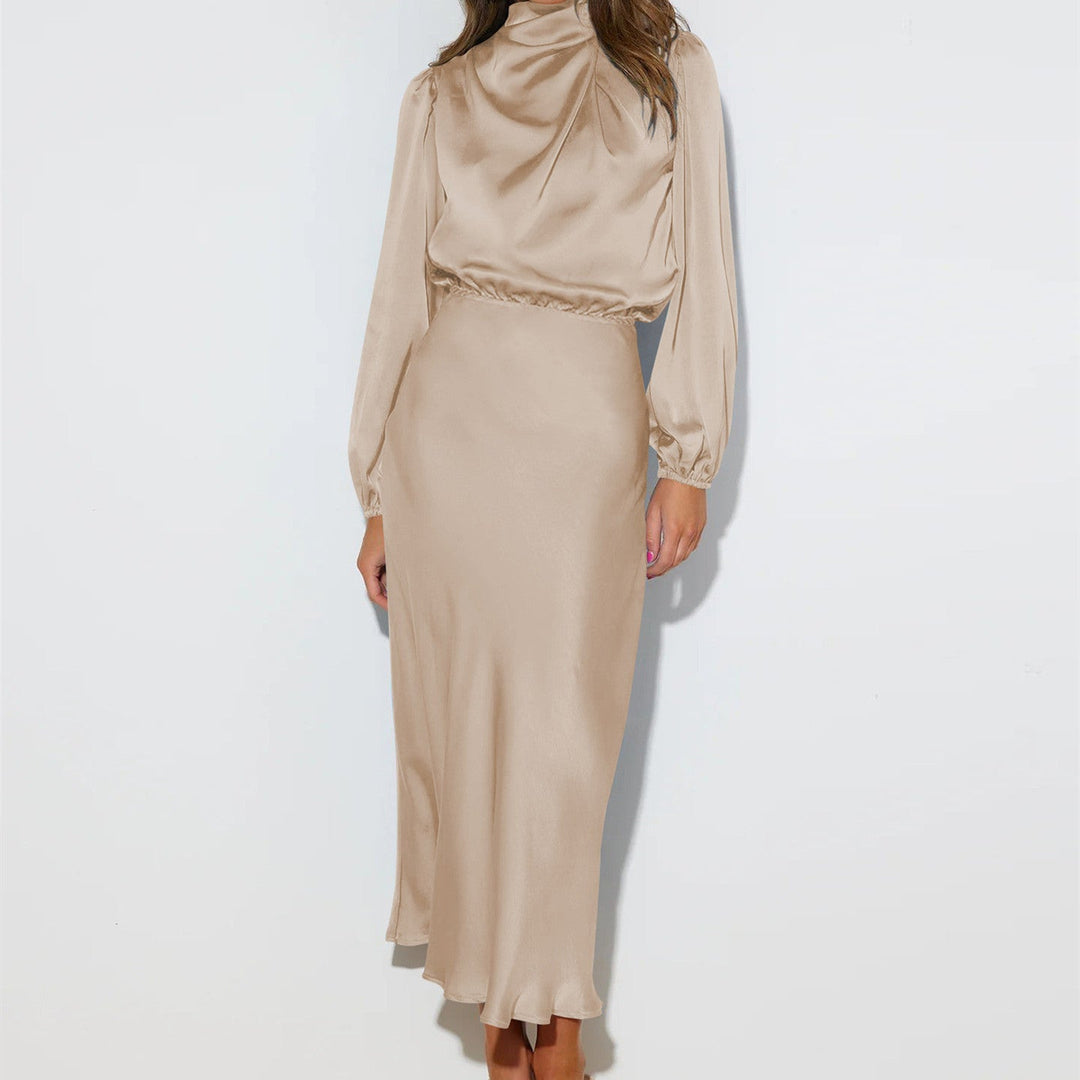 Ruby Anderson | Satin High-Neck Midi Dress For Women