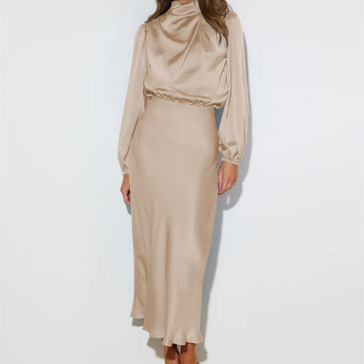Ruby Anderson | Satin High-Neck Midi Dress For Women