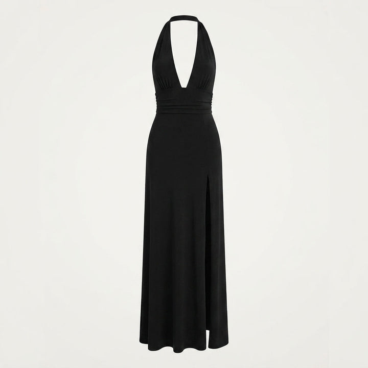 Amelia Langford | Deep V Halter Maxi Evening Dress For Women