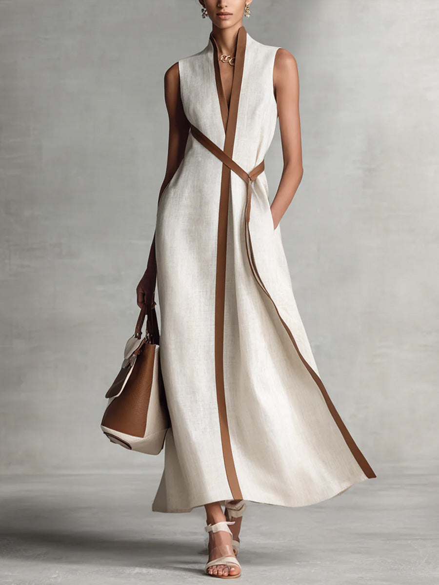 Georgina Wright | Sleeveless Maxi Dress with Contrast Trim For Women