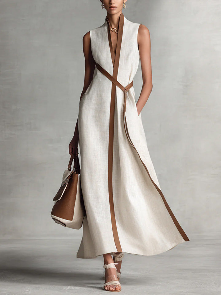 Georgina Wright | Sleeveless Maxi Dress with Contrast Trim For Women