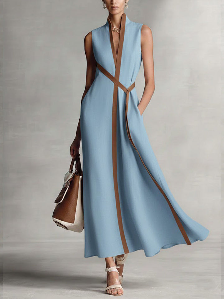 Georgina Wright | Sleeveless Maxi Dress with Contrast Trim For Women