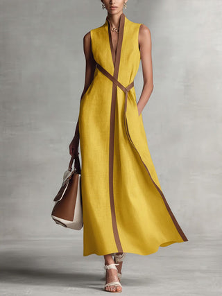Georgina Wright | Sleeveless Maxi Dress with Contrast Trim For Women