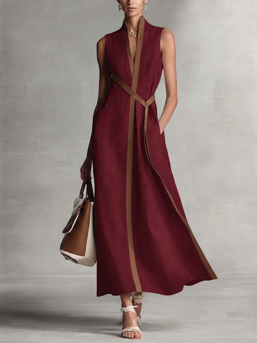 Georgina Wright | Sleeveless Maxi Dress with Contrast Trim For Women