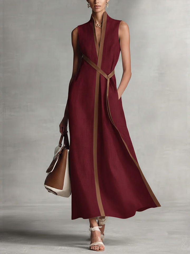Georgina Wright | Sleeveless Maxi Dress with Contrast Trim For Women