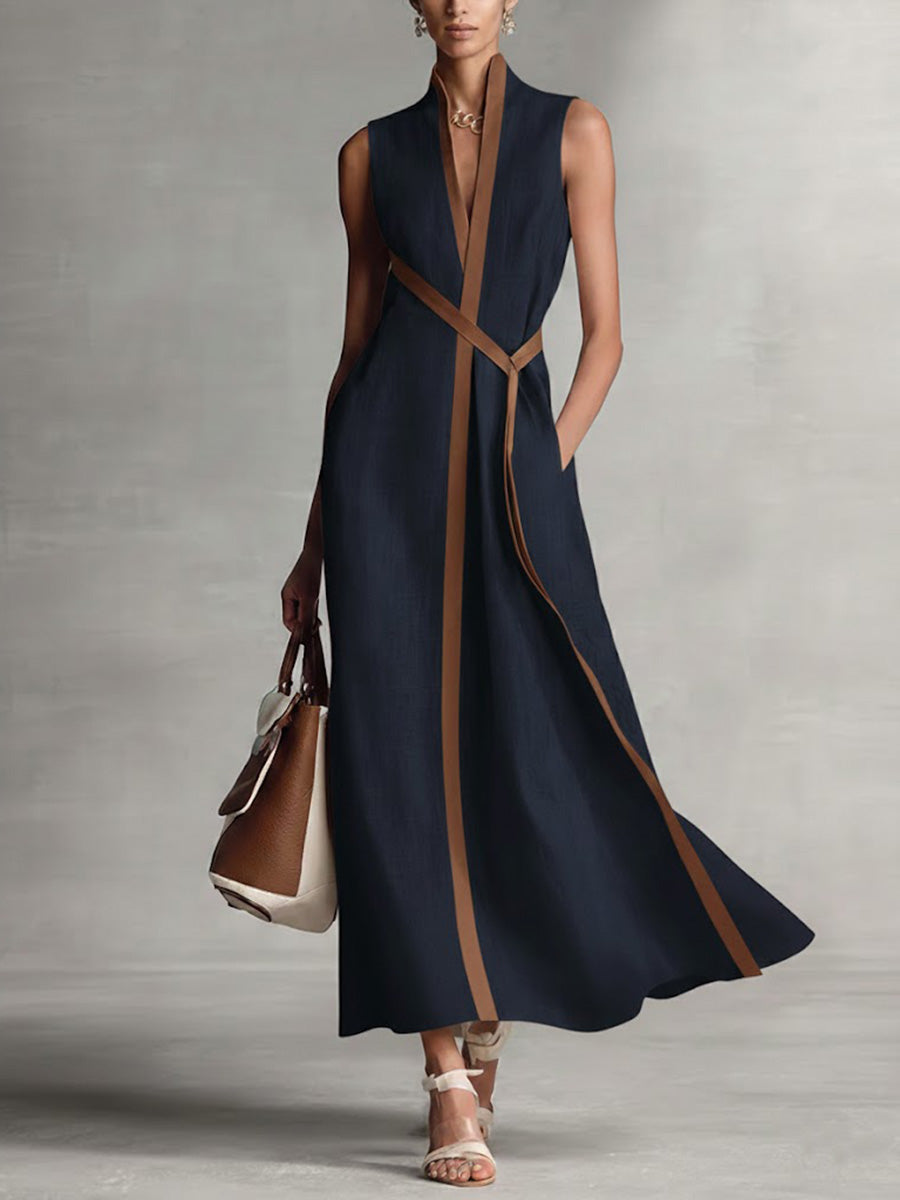 Georgina Wright | Sleeveless Maxi Dress with Contrast Trim For Women