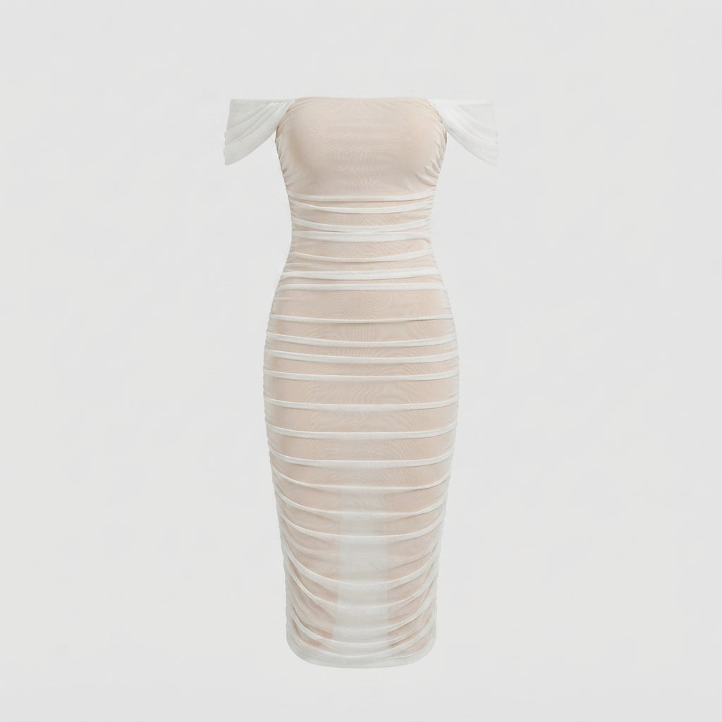Audrey Flemming | Off-Shoulder Ruched Midi Dress For Women