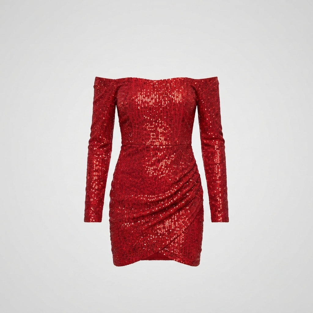 Ava Pemberton | Red Sequin Off-Shoulder Mini Dress For Women