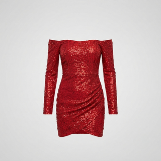 Ava Pemberton | Red Sequin Off-Shoulder Mini Dress For Women