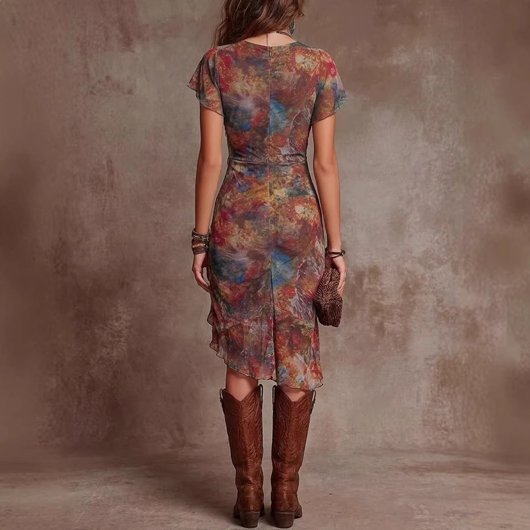 Amelia Jones | Floral V-Neck Midi Dress For Women
