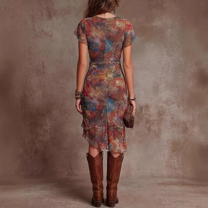 Amelia Jones | Floral V-Neck Midi Dress For Women