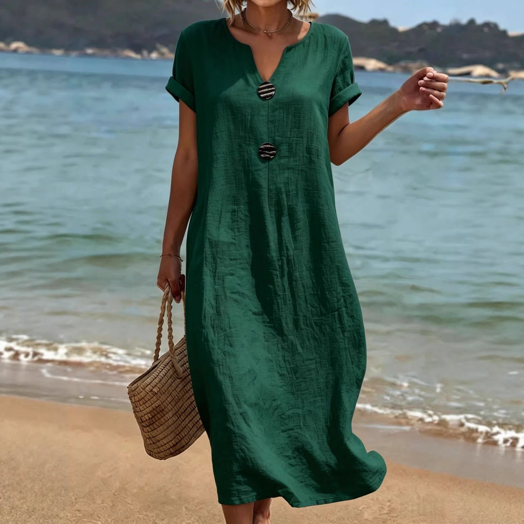 Mia Walker | Casual Cotton-Linen Midi Dress For Women