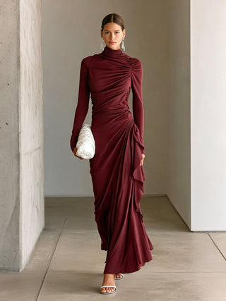 Imogen Wright | High-Neck Draped Maxi Dress For Women