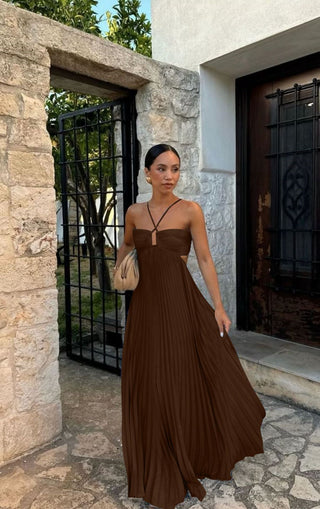 Lily Crompton | Pleated Halter Maxi Dress For Women
