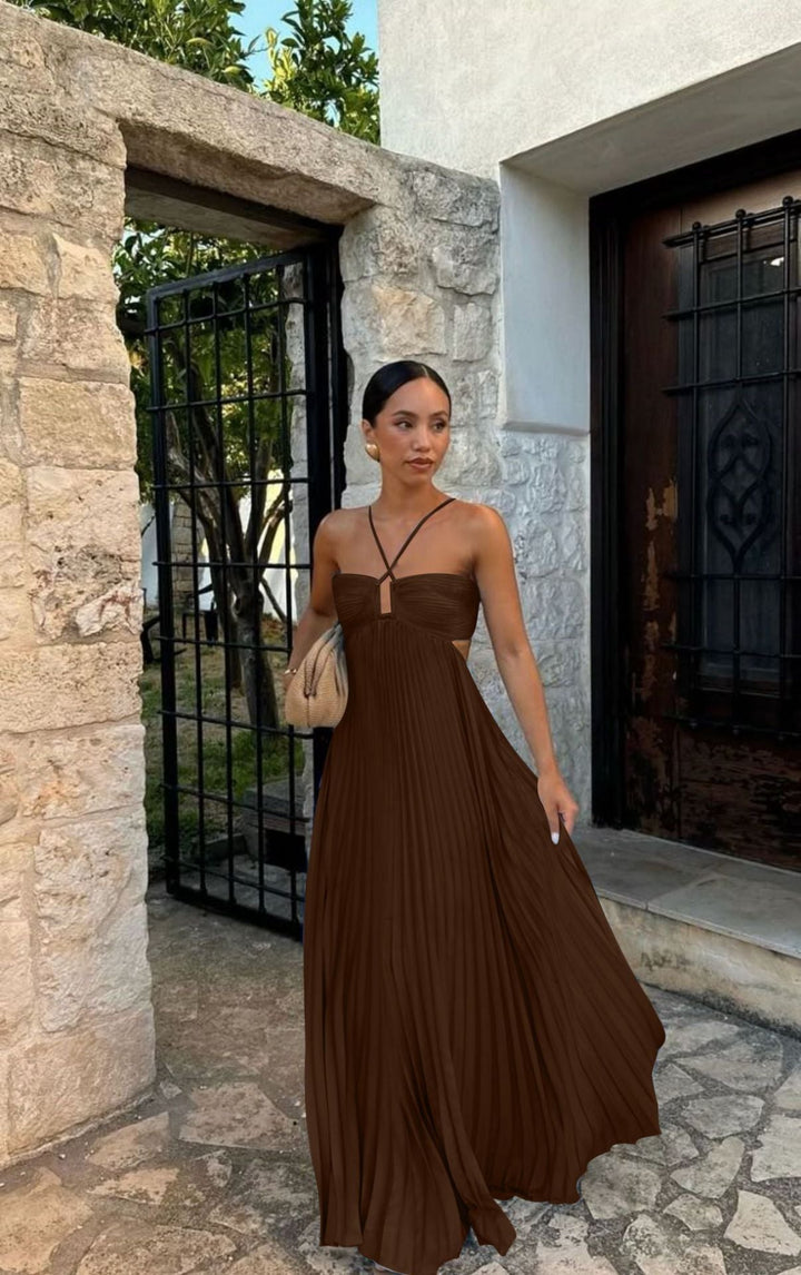 Lily Crompton | Pleated Halter Maxi Dress For Women