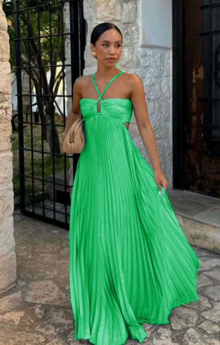 Lily Crompton | Pleated Halter Maxi Dress For Women