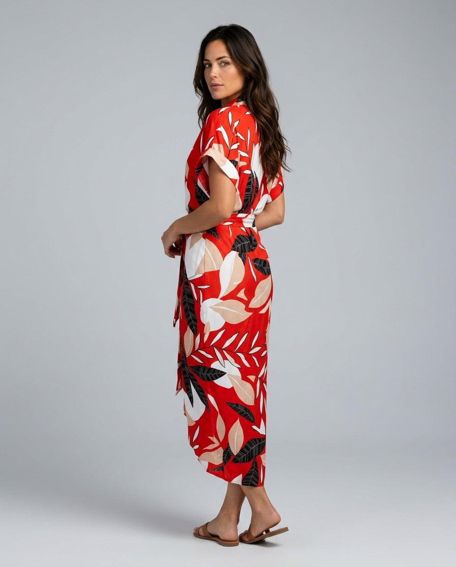 Brooke Callaway | Belted Short Sleeve Midi Shirt Dress For Women