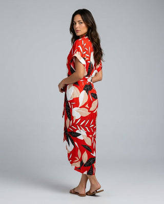 Brooke Callaway | Belted Short Sleeve Midi Shirt Dress For Women