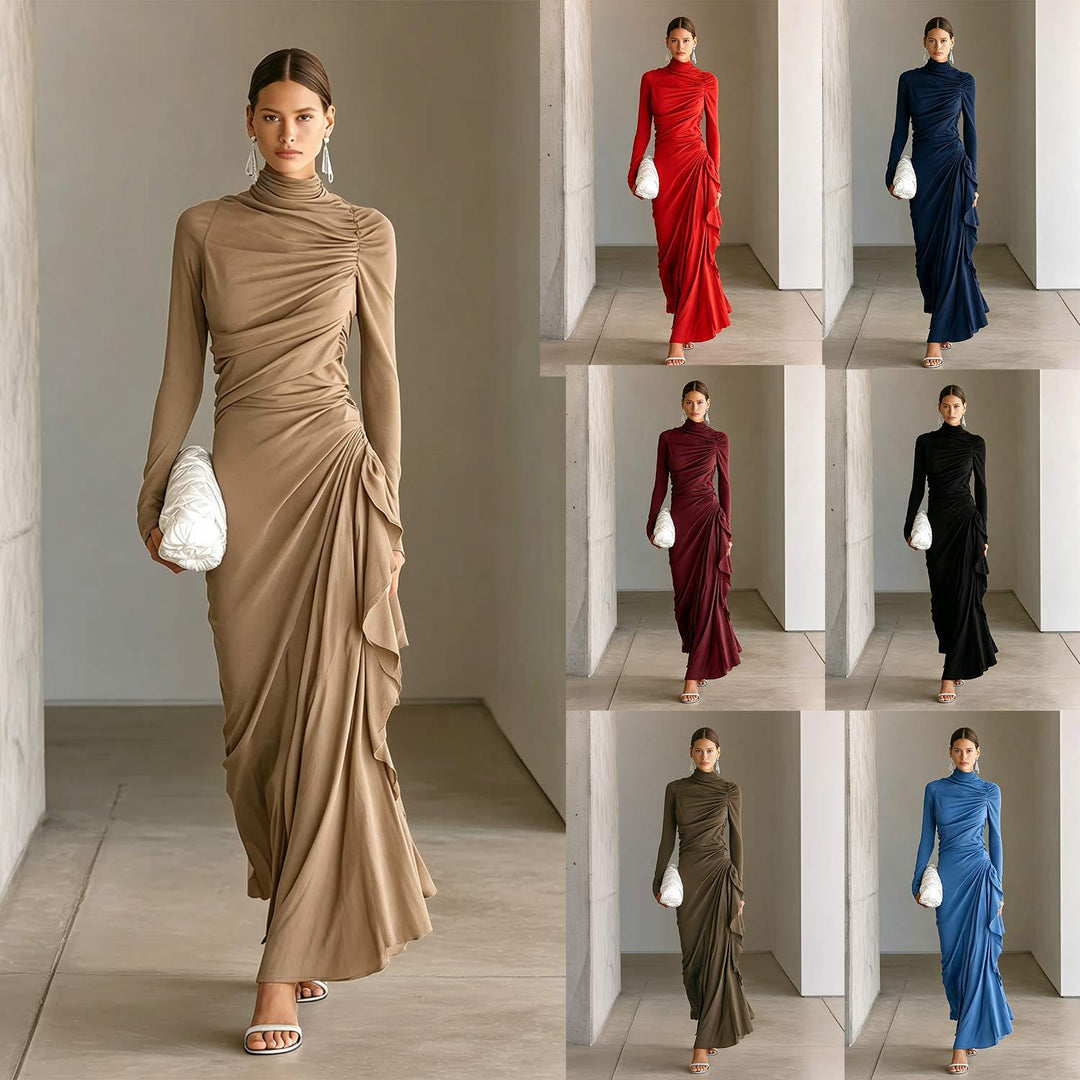 Imogen Wright | High-Neck Draped Maxi Dress For Women