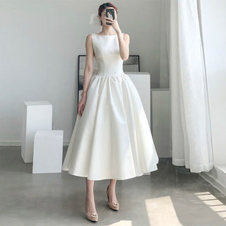 Isla Campbell | Minimalist White Midi Dress For Women