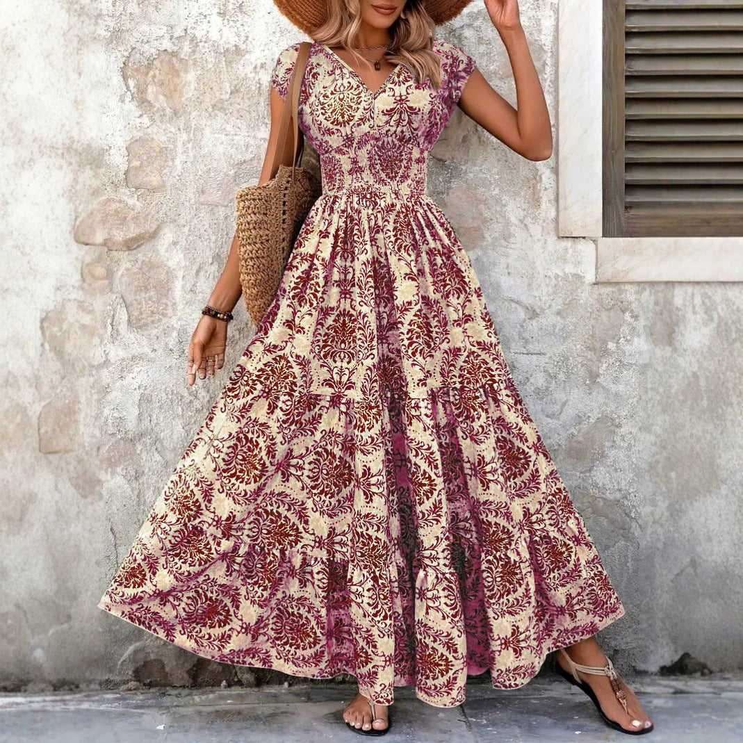 Ella Thompson | Floral V-Neck Maxi Dress For Women