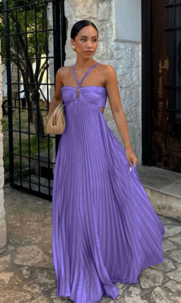 Lily Crompton | Pleated Halter Maxi Dress For Women