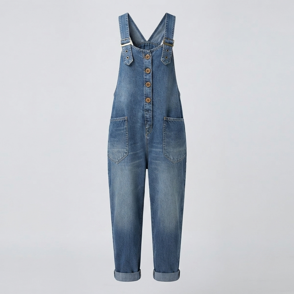 Brooke Sullivan | Wide Leg Denim Overall Jumpsuit For Women