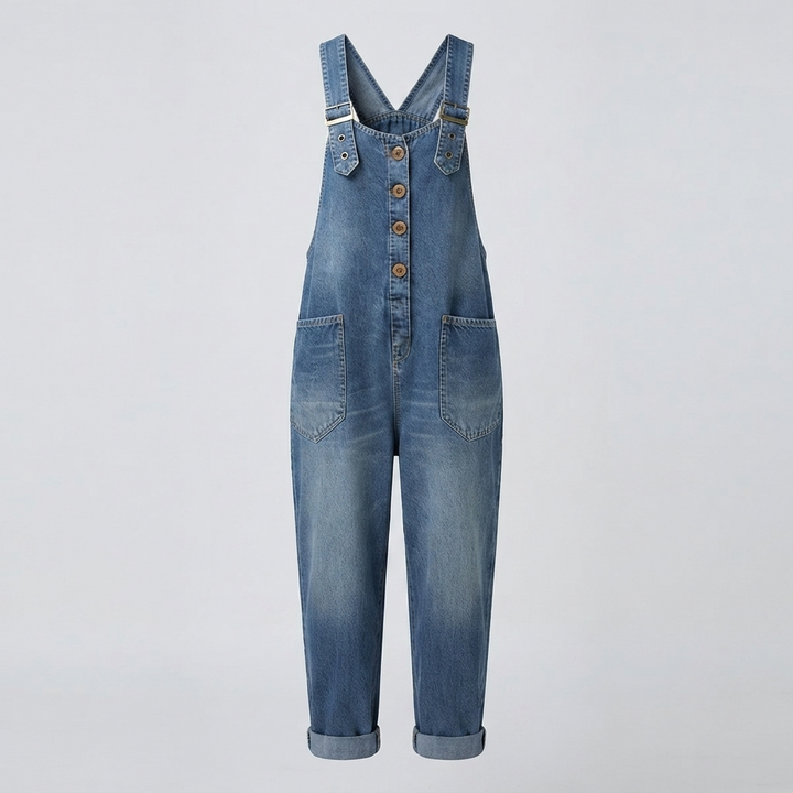 Brooke Sullivan | Wide Leg Denim Overall Jumpsuit For Women