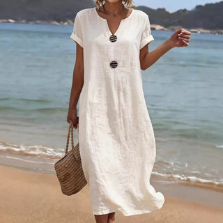 Mia Walker | Casual Cotton-Linen Midi Dress For Women