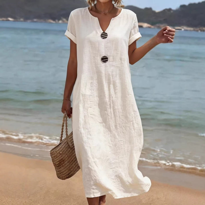 Mia Walker | Casual Cotton-Linen Midi Dress For Women