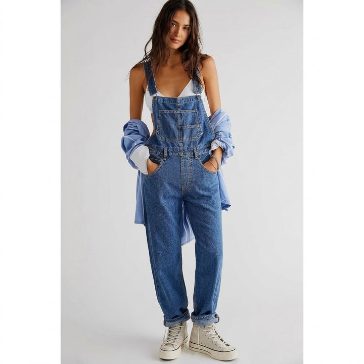 Amélie Laurent | Denim Utility Overalls with Relaxed Fit Comfort For Women