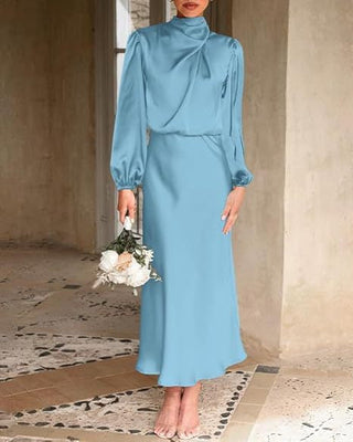 Ruby Anderson | Satin High-Neck Midi Dress For Women