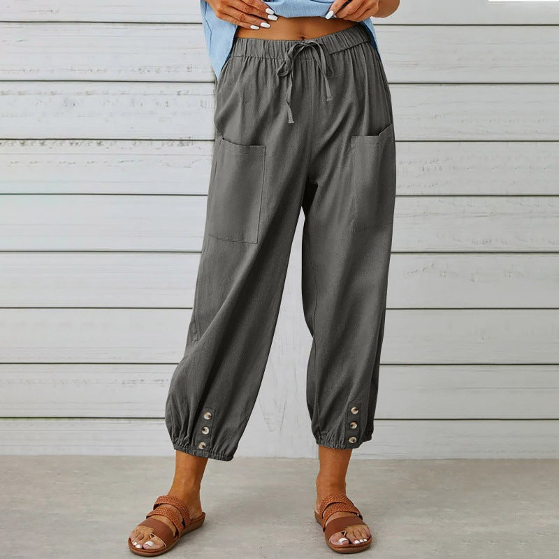Lauren Cooper | Relaxed Drawstring Cropped Trousers For Women