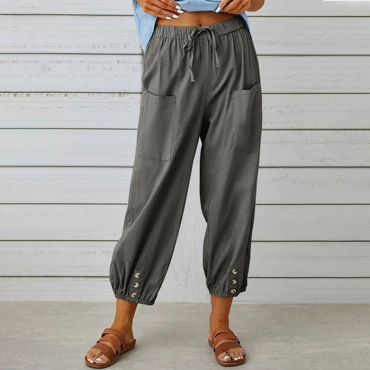 Lauren Cooper | Relaxed Drawstring Cropped Trousers For Women