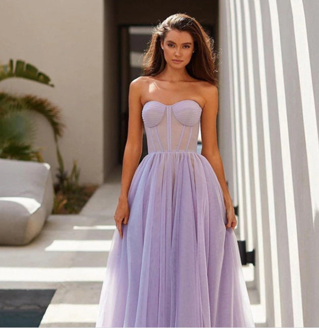 Isla Kelly | Strapless Tulle Midi Dress For Women