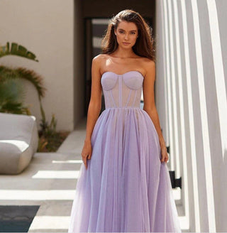 Isla Kelly | Strapless Tulle Midi Dress For Women