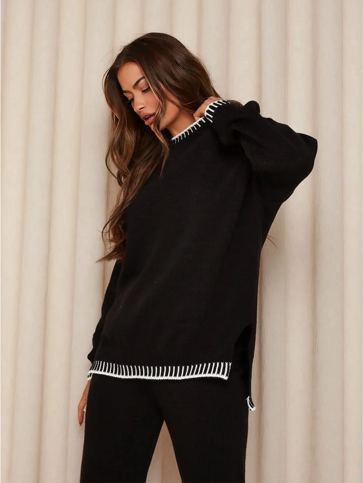 Charlotte Reid | Oversized Knit Wide Leg Lounge Set For Women