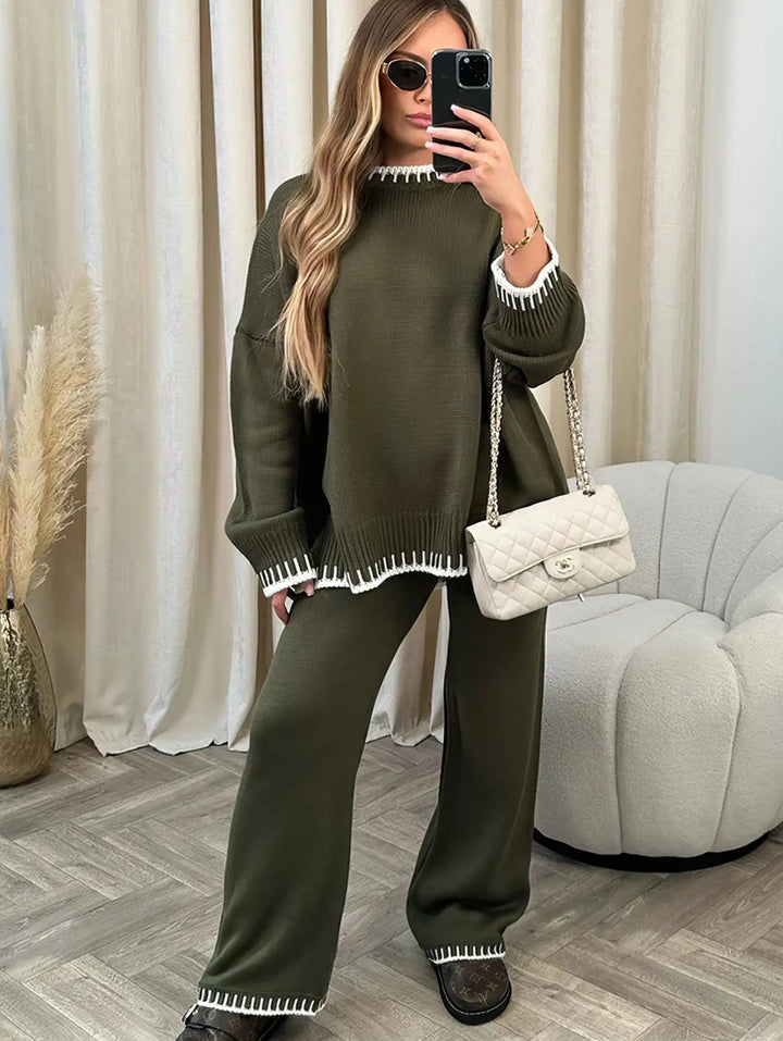 Charlotte Reid | Oversized Knit Wide Leg Lounge Set For Women