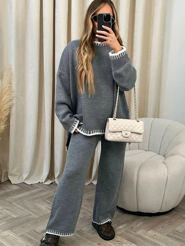 Charlotte Reid | Oversized Knit Wide Leg Lounge Set For Women