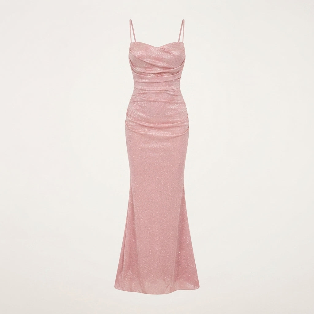 Charlotte Marlowe | Sparkly Cowl Neck Maxi Evening Dress For Women