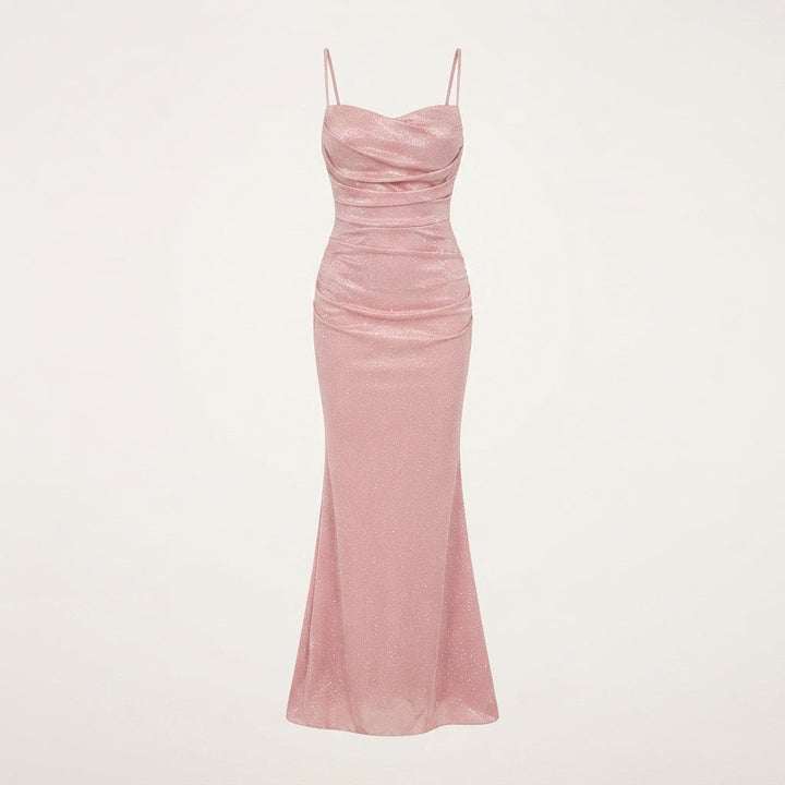 Charlotte Marlowe | Sparkly Cowl Neck Maxi Evening Dress For Women