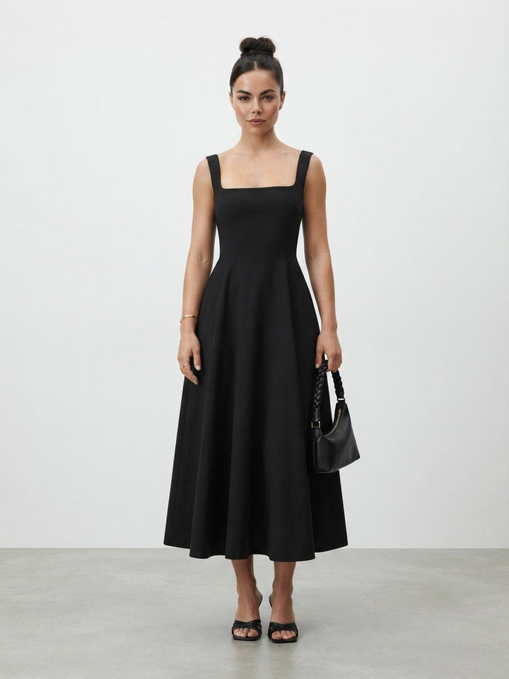 Chloe Harrington | Elegant Black Midi Formal Dress For Women