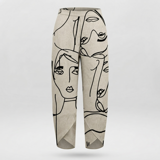 Chloe Patterson | Abstract Face Print Relaxed Trousers For Women